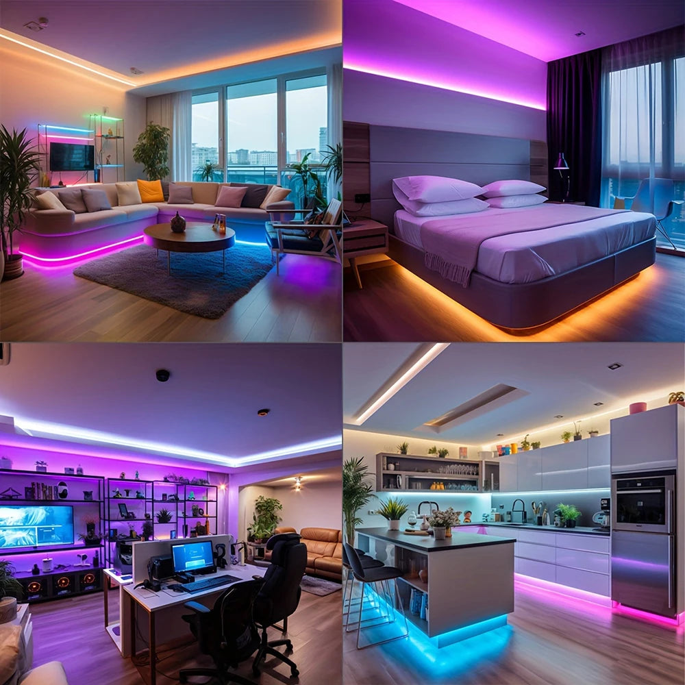 RGB LED Strip Lights for Room, 10M/20M/30M Music Sync LED Light Strip with App & Remote, 24V Flexible LED Tape for Bedroom, TV Backlight & Home Decor