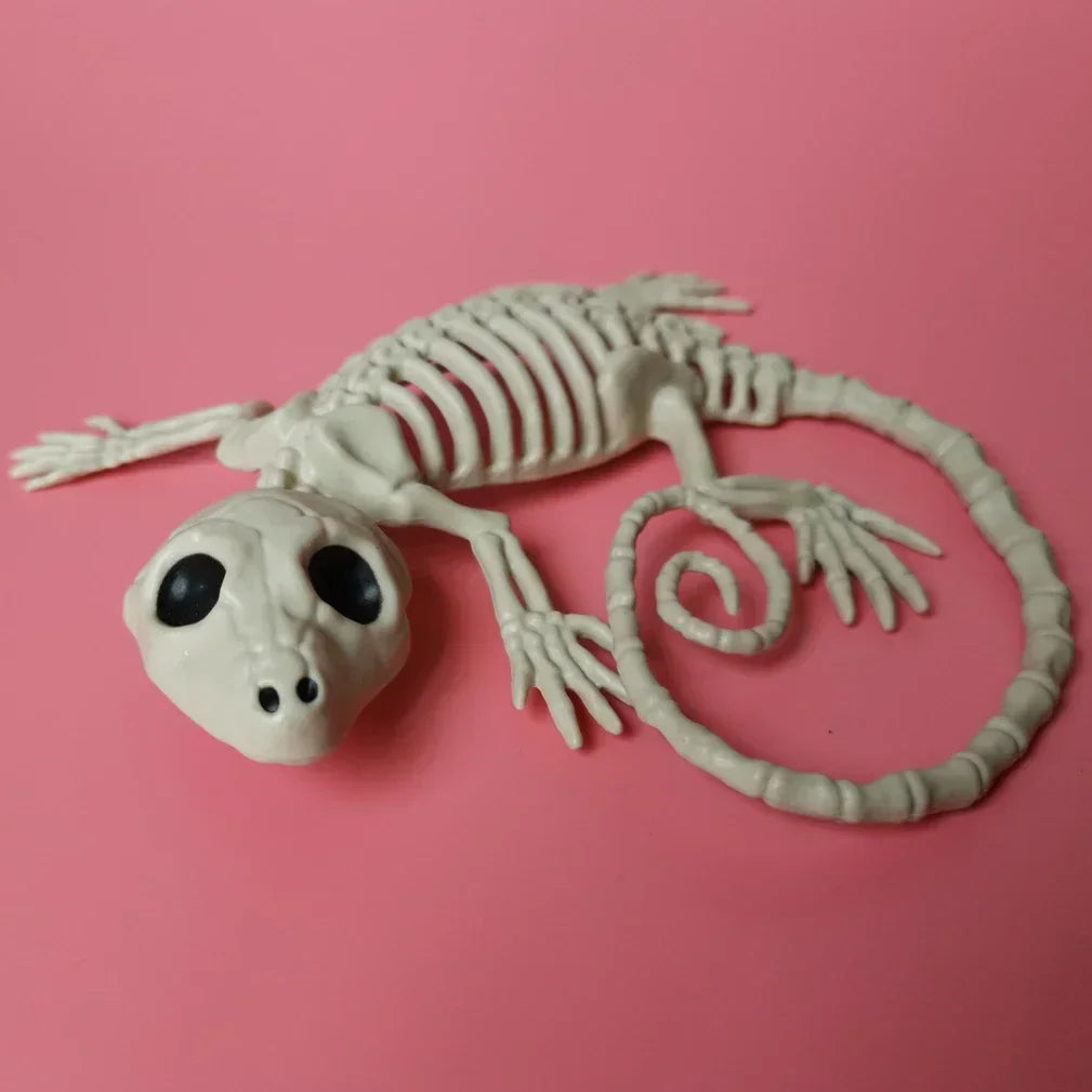 Halloween Animal Skeleton Bones Horror Piranha Fish Gecko Frog Ornaments Lizard Creepy Decoration Props Party for Kids Gift