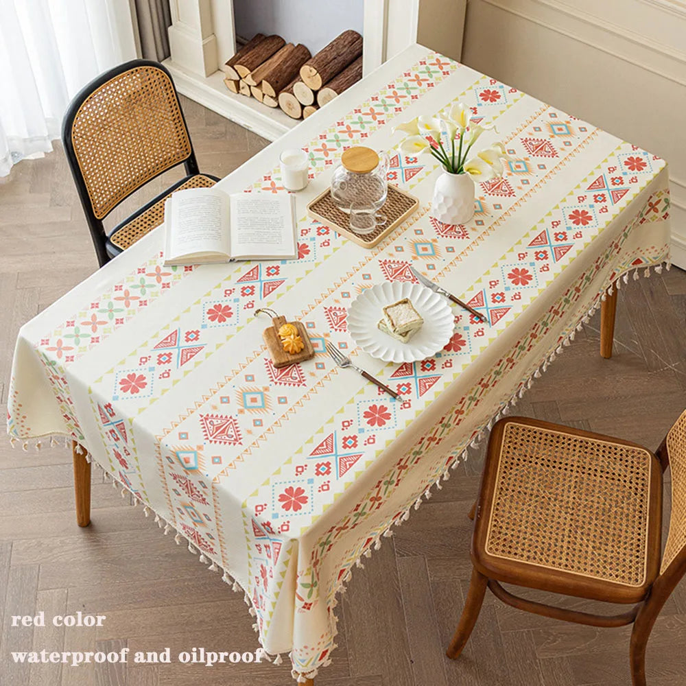 Waterproof Oil-Proof Table Cover – Plaid & Wavy Pattern PEVA-Style Plastic Tablecloth for Dining, Party, BBQ & Outdoor Use