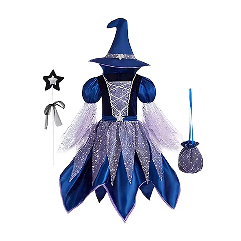 Kids Halloween Cosplay Costume Multiple Styles Witch Vampire Bat Fairy Pumpkin Outfit Boys Girls Holiday Party Fancy Dress