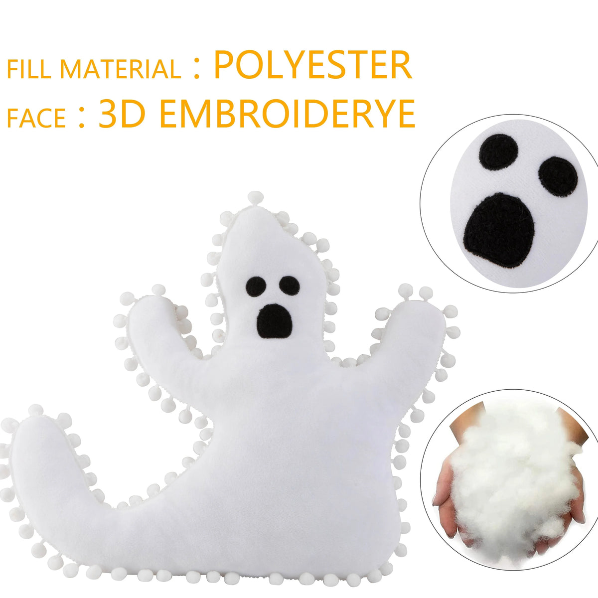 Cute Ghost Halloween Plush Pillow – Spooky Ghost-Shaped Cushion for Sofa, Bed & Holiday Party Decor, Soft Cotton Blend Gift