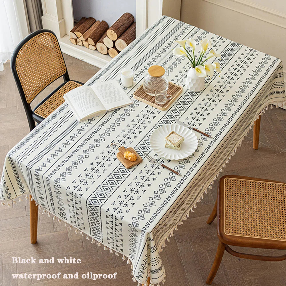 Waterproof Oil-Proof Table Cover – Plaid & Wavy Pattern PEVA-Style Plastic Tablecloth for Dining, Party, BBQ & Outdoor Use