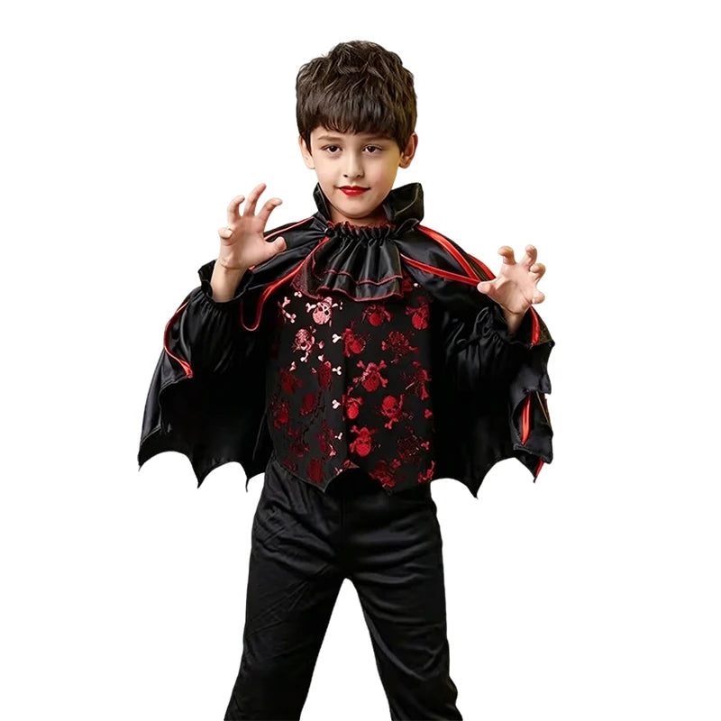 Kids Halloween Cosplay Costume Multiple Styles Witch Vampire Bat Fairy Pumpkin Outfit Boys Girls Holiday Party Fancy Dress
