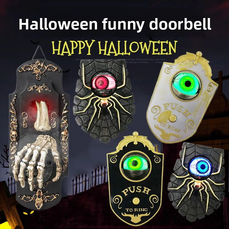 Halloween Tricky Props Eyeballs Doorbell Haunted House Decoration Scary Doorbell Eye Scene Decoration Pendant