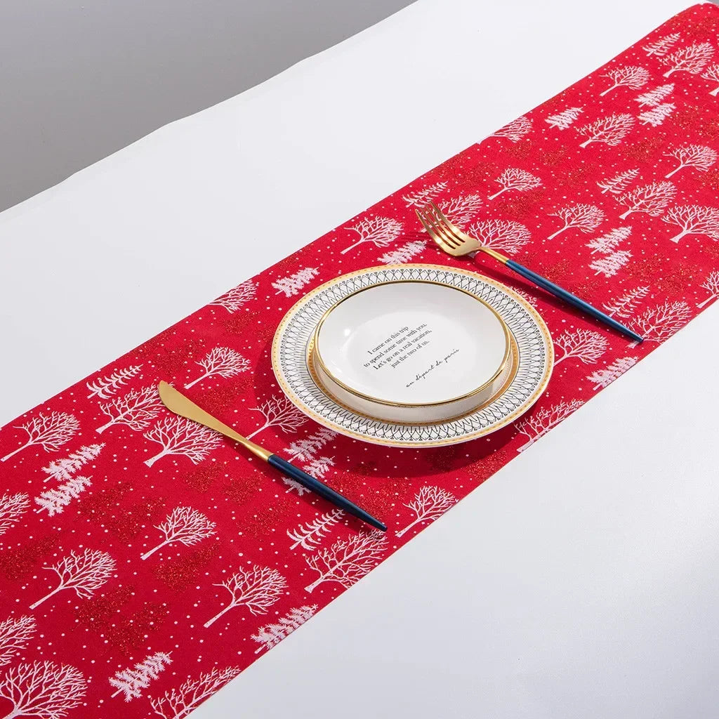 Christmas Table Runner with Embroidered Snowflakes, White Festive Holiday Tablecloth 28×270cm, Rustic Christmas Dining Table Decor for Home, Party, Wedding & Dinner