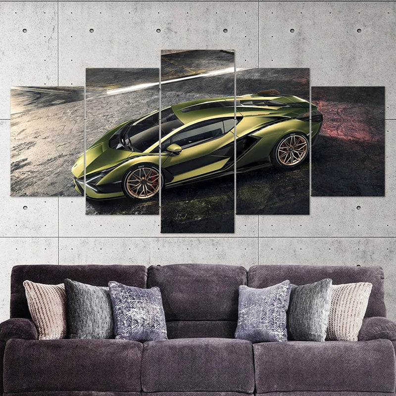 5 Panel Sports Car Wall Art Unframe Vehicle Canvas Painting HD Print for Living Room Home Decoration Racing Car Poster Wall Art