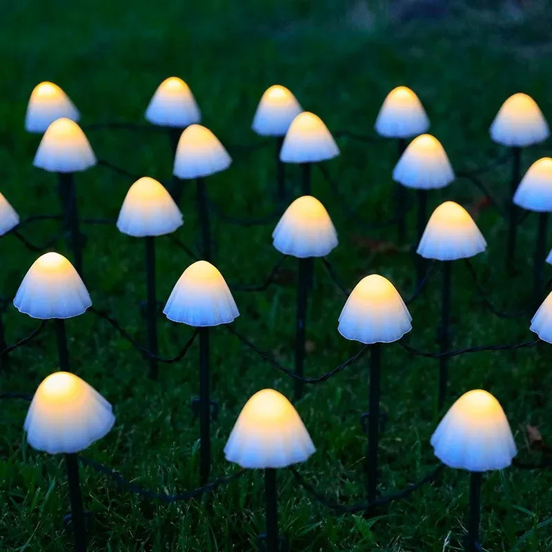 Solar Mushroom String Lights 5M, IP65 Waterproof LED Garden Lights for Outdoor Patio, Terrace, Pathway, Yard & Landscape Decor