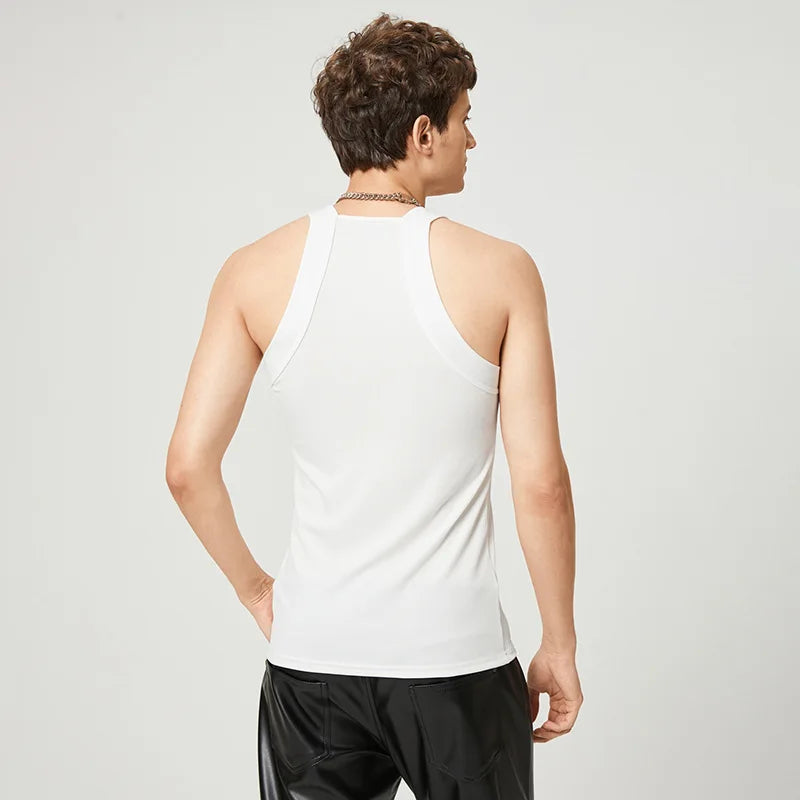 Men’s Summer Sleeveless Tank Top – Casual Square Neck Solid Color Shirt for Gym & Everyday Wear