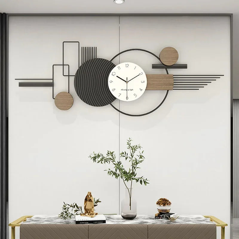 Large Modern Minimalist Wall Clock Luxury Silent Quartz Clock as Dining Room Wall Art Decor Painting for Living Room