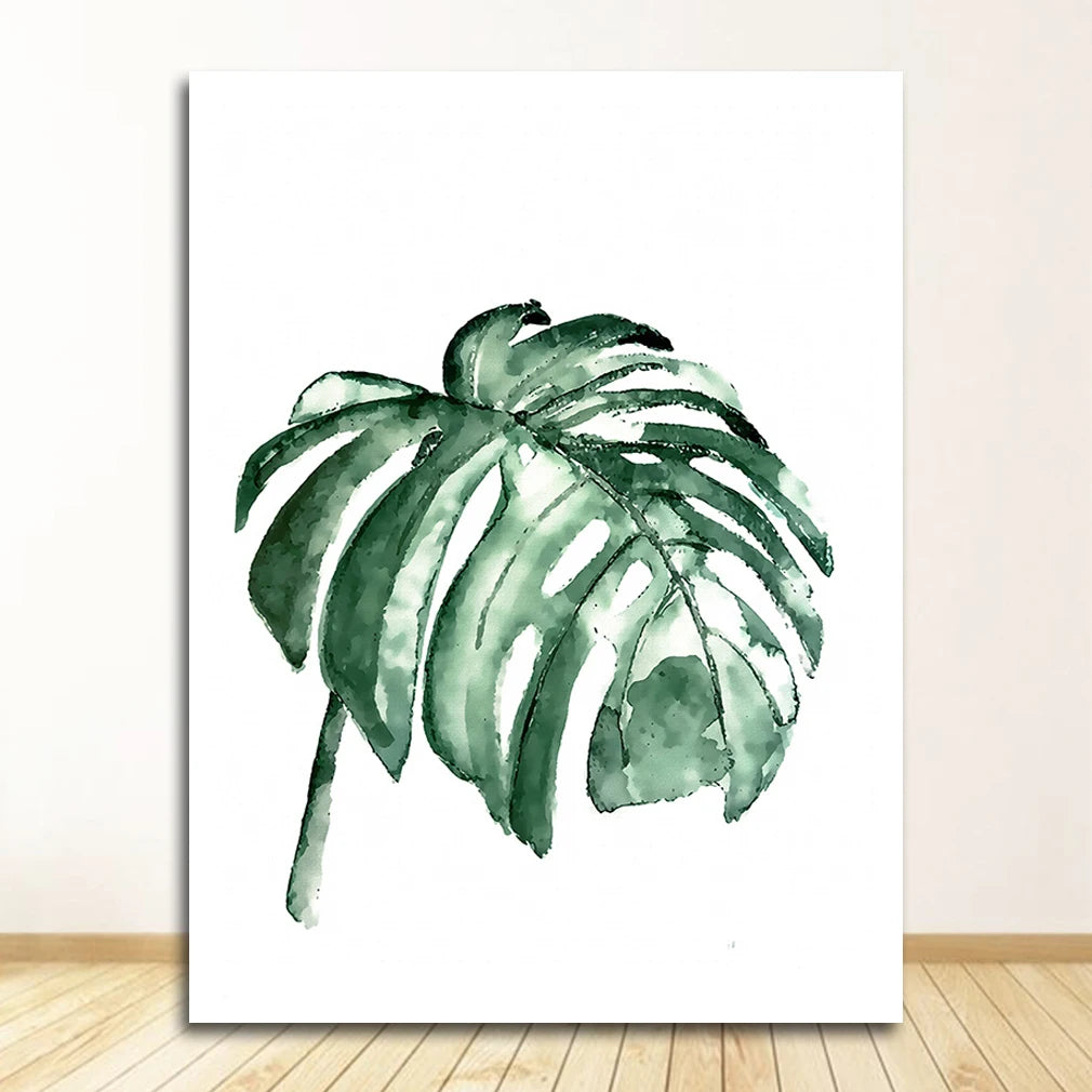 Wall Art Paintings for Living Room Home Decor Scandinavian Style Tropical Plants Poster Green Leaves Decorative Picture Modern