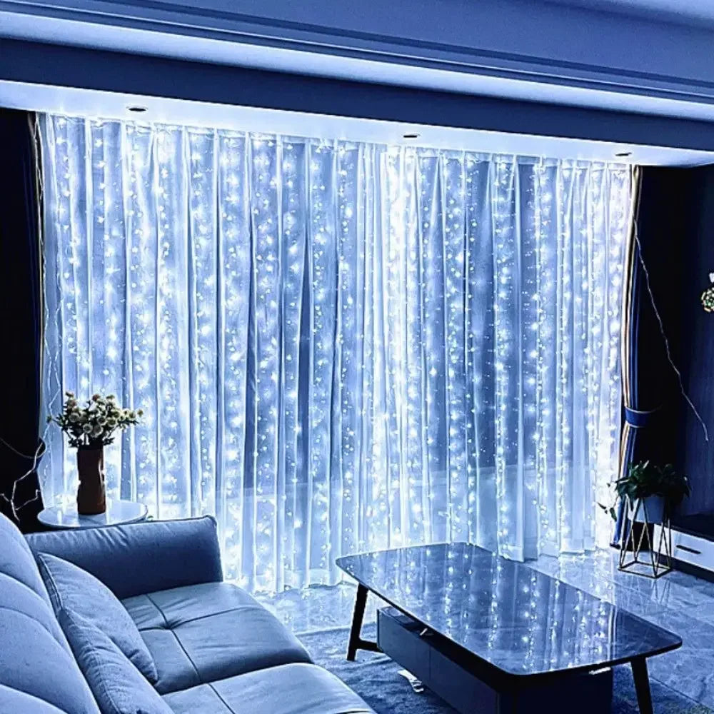 USB LED Curtain Lights with Remote, Christmas & New Year Fairy Garland Lights, 3×1M–6×3M Window String Lights, Multicolor & Warm White Holiday Decor for Home & Party