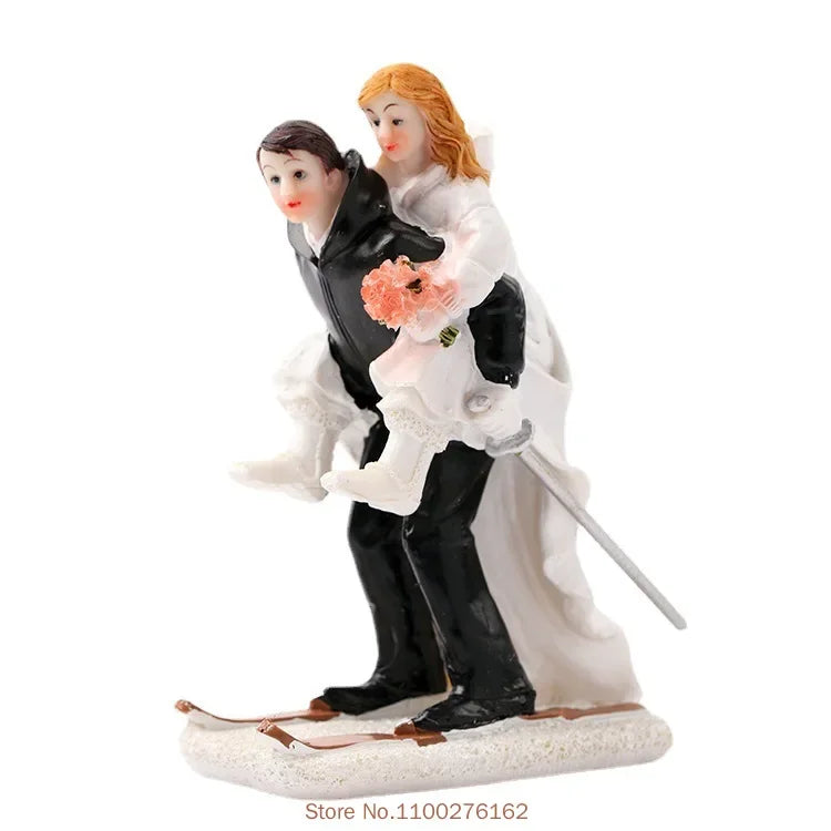 Funny Bride & Groom Wedding Cake Topper – Romantic Resin Couple Figurine Decoration, 8–15cm, Customizable