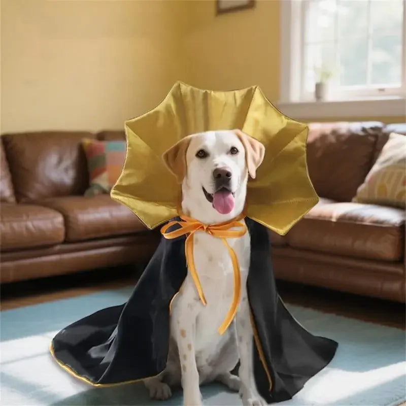 Halloween Pet Costume Cloak with Easy to Wear Laceup Tied Design Comfortable Polyester Dog Cosplay Outfit for Parties