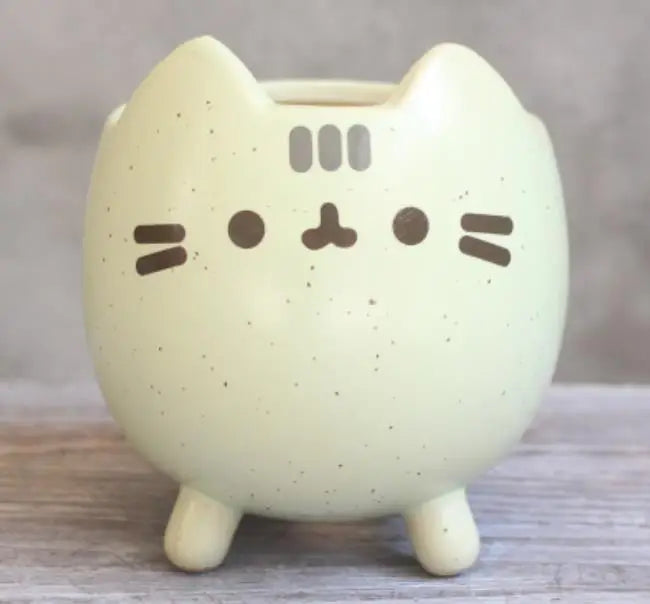 Cute Cat Succulent Pot with Drainage Hole, Small Ceramic Flower Planter, Animal Desktop Flowerpot for Home, Office, Garden, Bonsai & Gift Decor