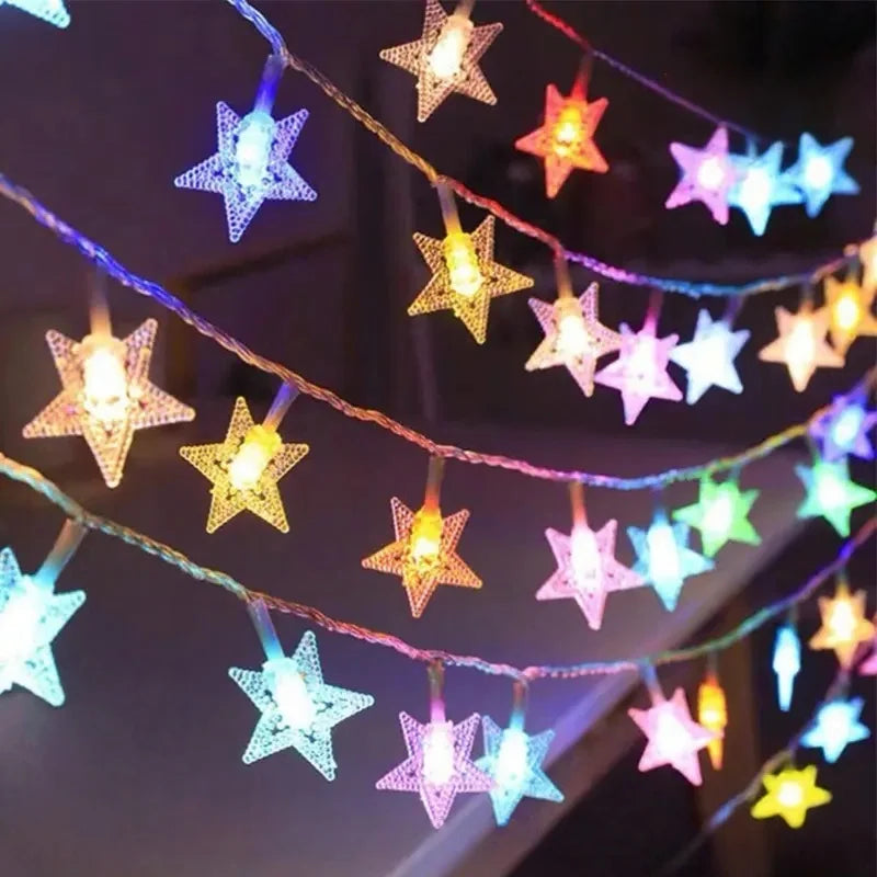 LED Star String Lights, Star Garland Fairy Lights Chain with 5V Bulbs for Party, Wedding, Garden, Halloween & Christmas Home Decor