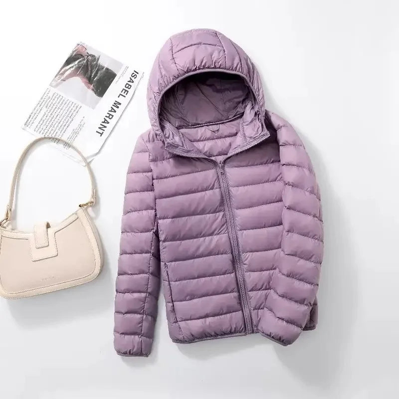Autumn and Winter Women's Hooded Down Jacket 2026 New Simple Fashion Solid Color Elegant Commuter Mother Outdoor Jacket
