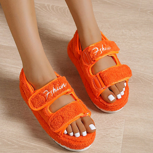 Women’s Thick Sole Sandals – Casual Platform Slide Sandals in Blue, Orange, Black & Green