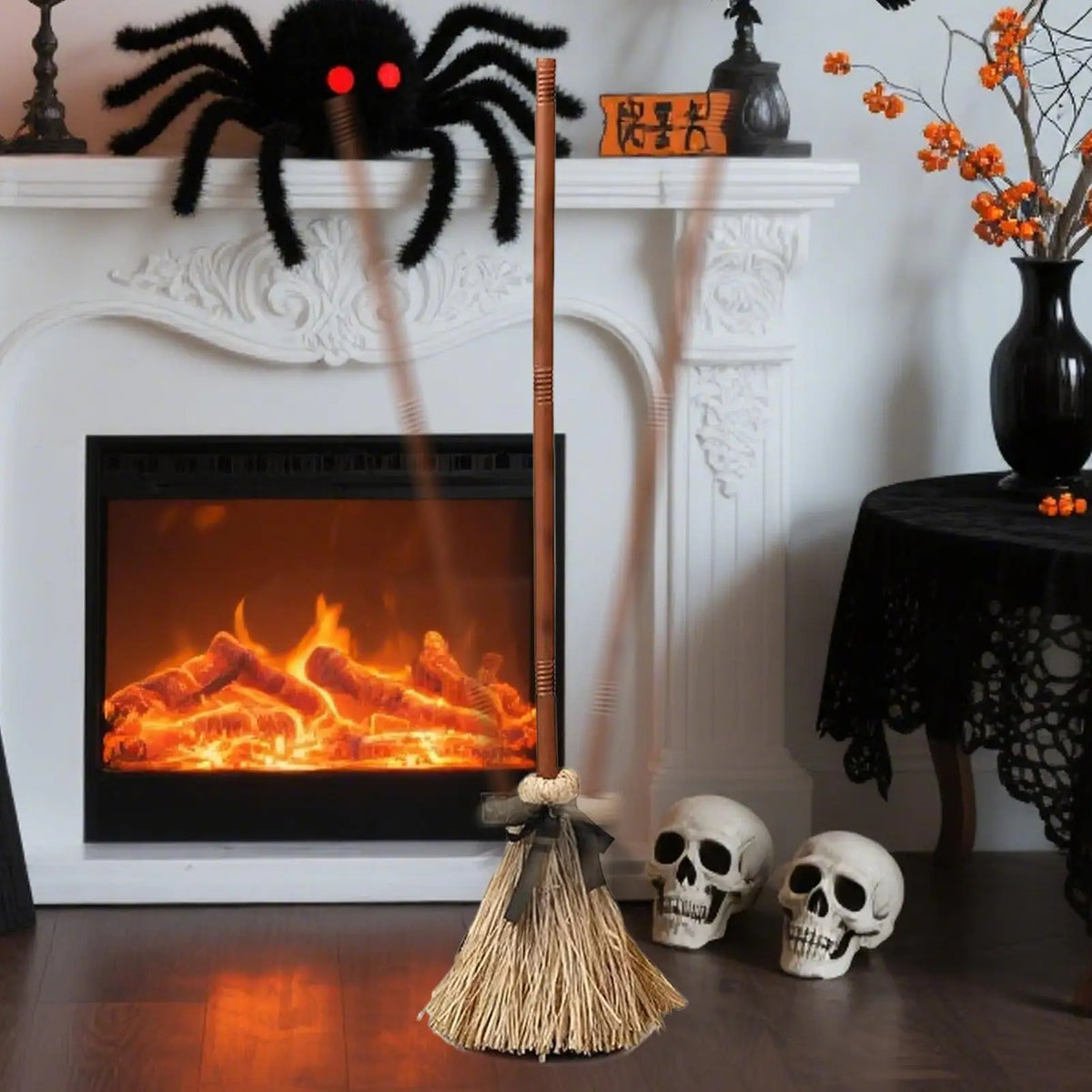 Halloween Floating Witch Broom Haunted Dancing Moving Broomstick Magic Enchanter Sorceress Carnival Dress Up Party Props