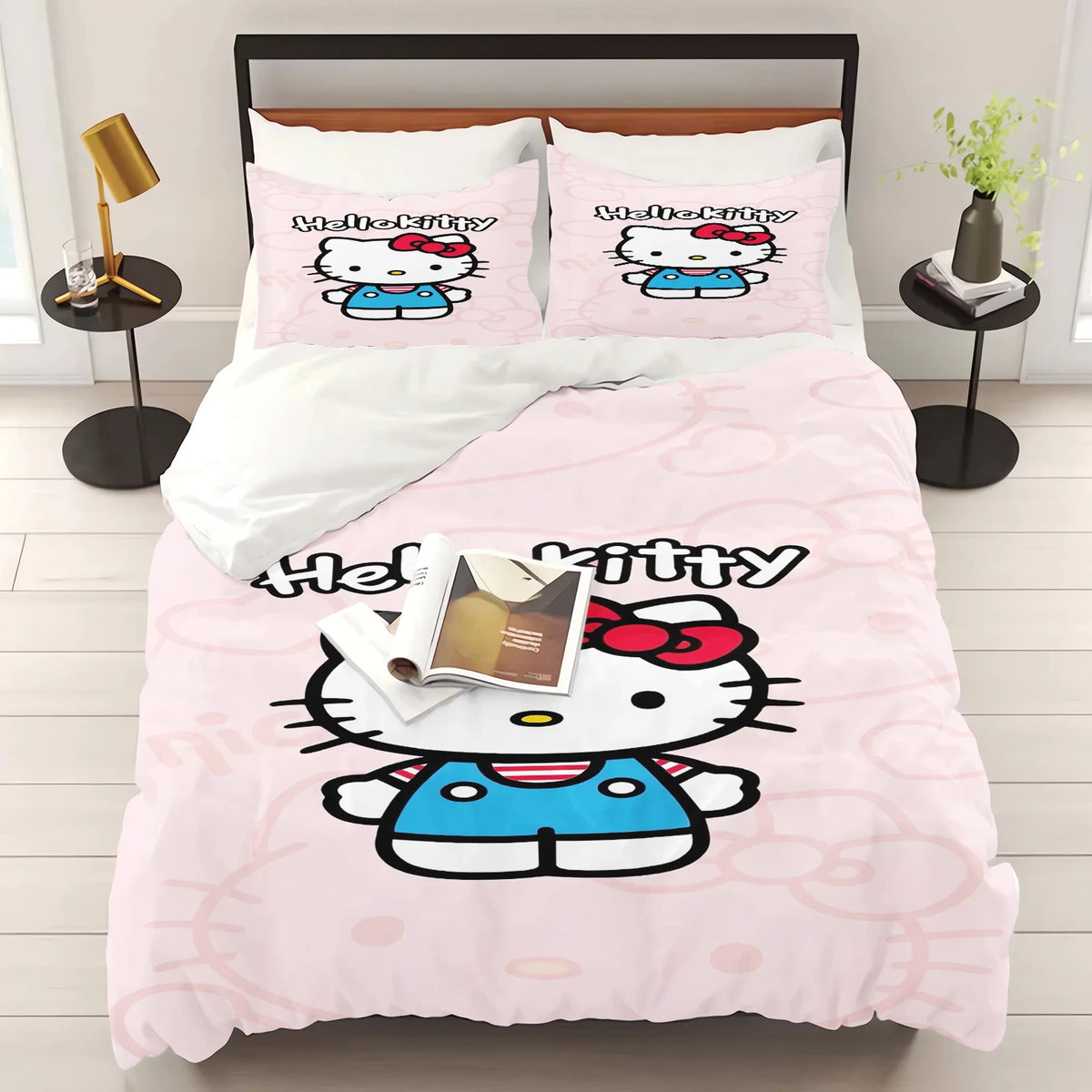 Hello Kitty Duvet Cover Set – Sanrio Printed Cartoon Bedding with Pillowcase, Cute Bedroom Decor & Christmas Gift