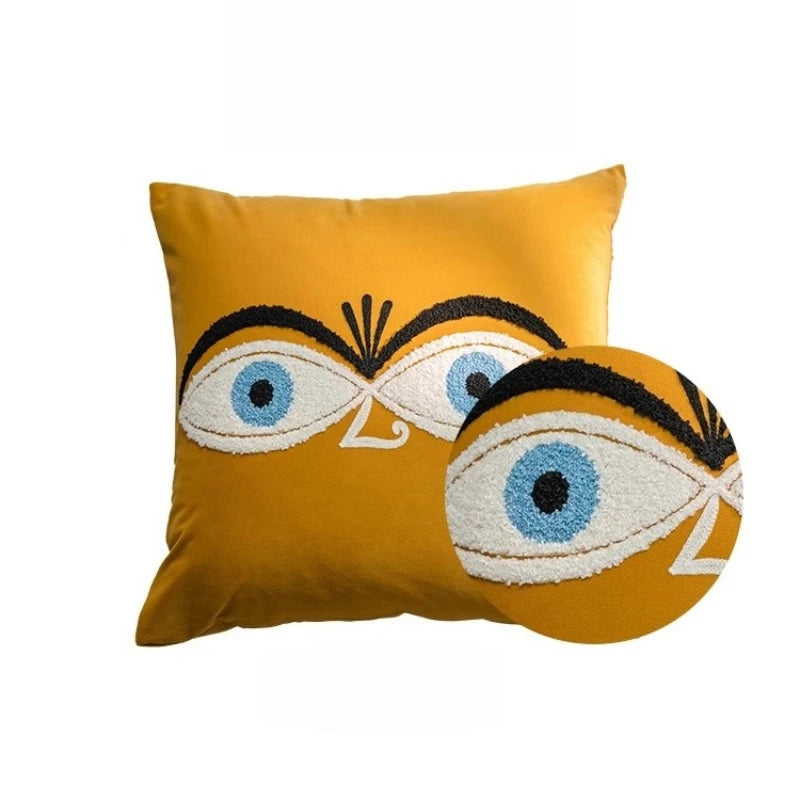 Cute Cat Plush Pillow Cover 45×45cm, Embroidered Cartoon Animal Cushion Case, Soft Decorative Sofa Pillowcase for Living Room, Bedroom, Chair, Bed & Home Decor