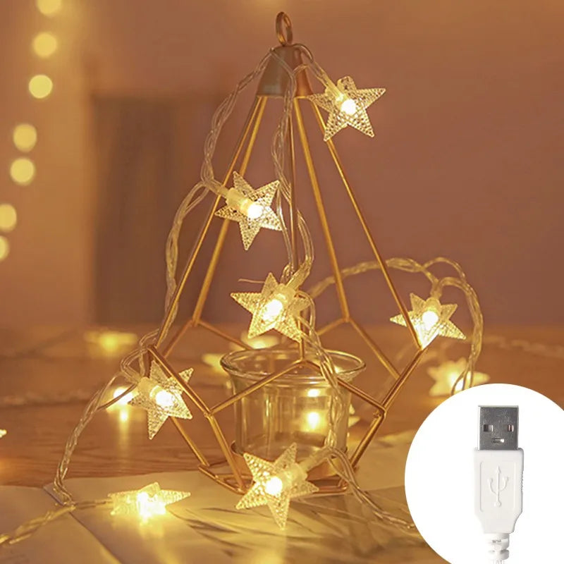 LED Star Fairy Lights, 1.5–10M Star String Lights with 10–80 LEDs, Warm White & White Decorative Garland Lights for Christmas, Wedding, Party, Garden & Home Decor