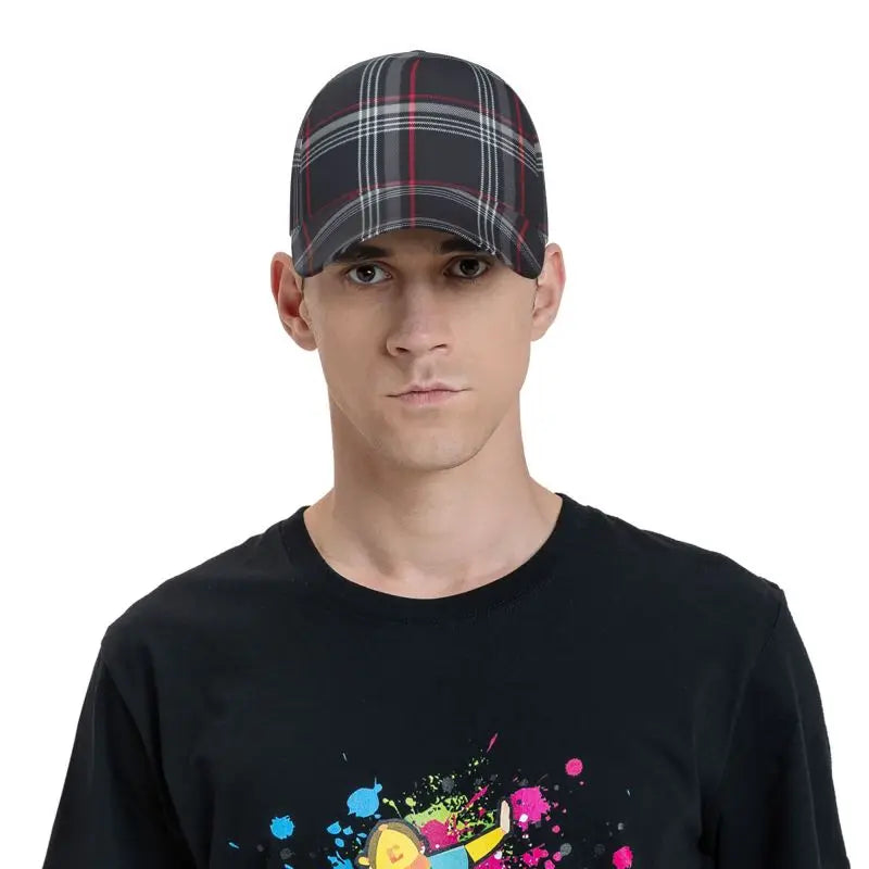 Custom GTI Tartan Baseball Cap, Unisex Adjustable Snapback Hat, Vintage Washed Oxford Cap with Printed Pattern, Retro Sun Visor for Casual Outdoor Wear