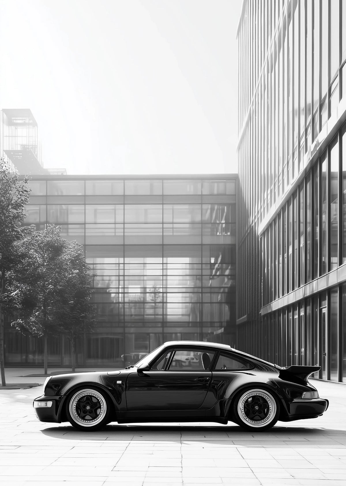 Black and White Luxury Car Racing Road Art Poster Canvas Painting Print Living Room Bedroom Entrance Bar Cafe Art Home Decor