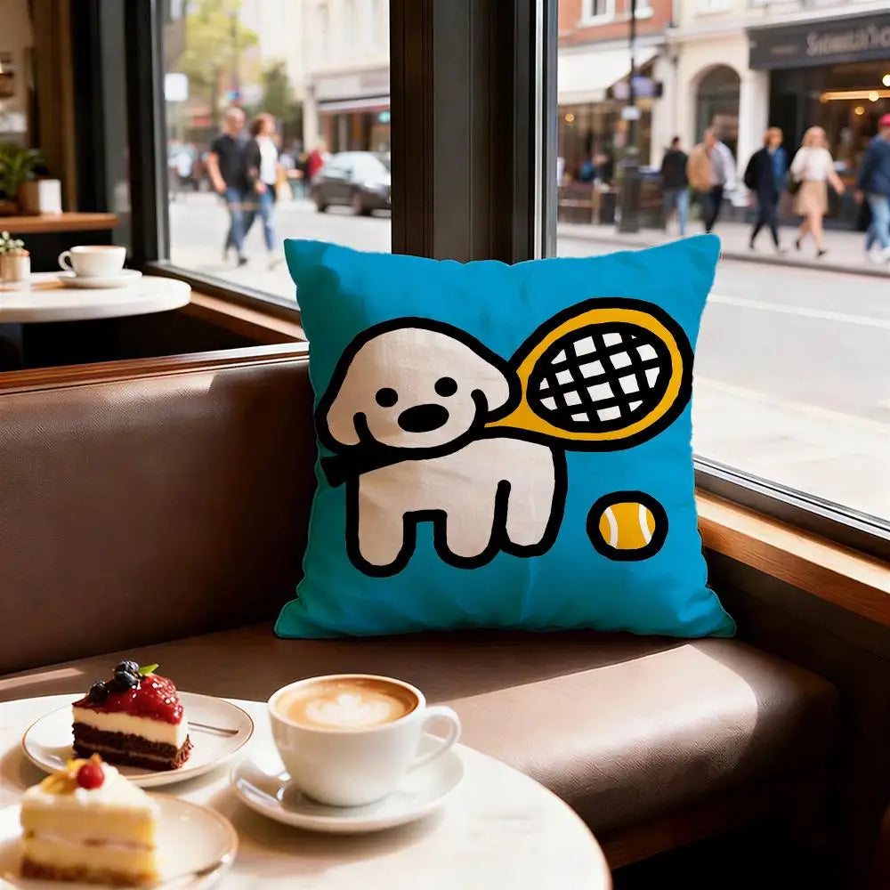 Cute Puppy Meme Cushion Cover, Double-Sided Printed Plush Pillowcase, Square Decorative Throw Pillow Cover for Sofa, Bed, Chair, Car, Office & Living Room Decor