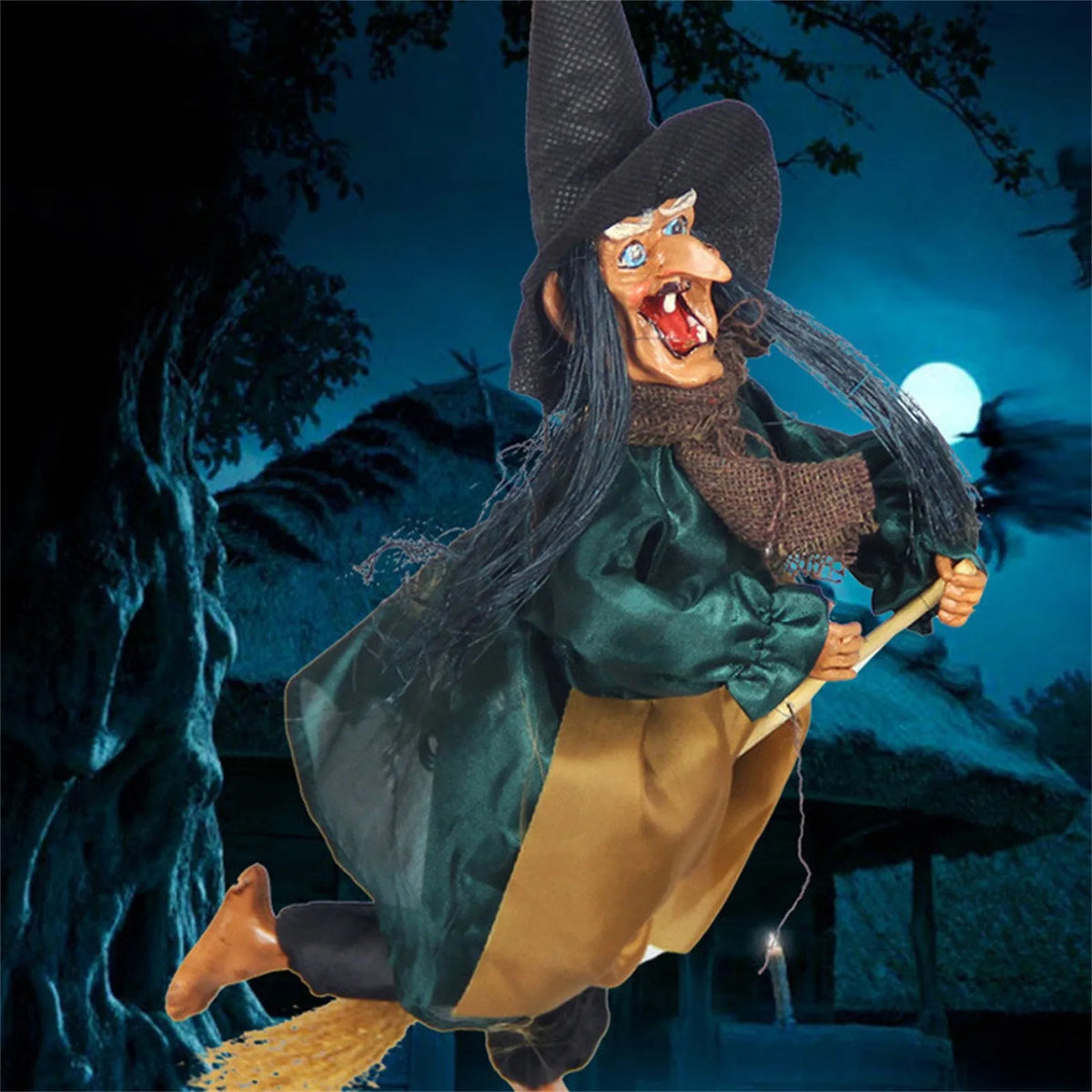 Halloween Talking Hangings Witch Halloween Decorations Animated Witch With LED Eyes And Spooky Sounds Horror Scense Props ﻿