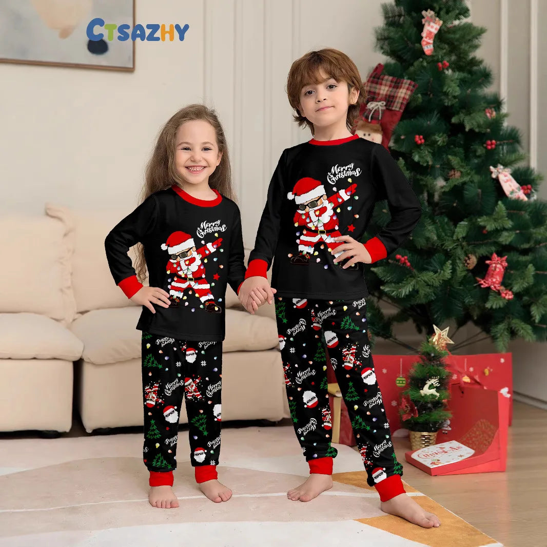 2026 New Christmas Family Matching Pajamas Santa Claus Print Adult and Children's Pajama Set Soft Sleepwear Xmas Family Look Pjs