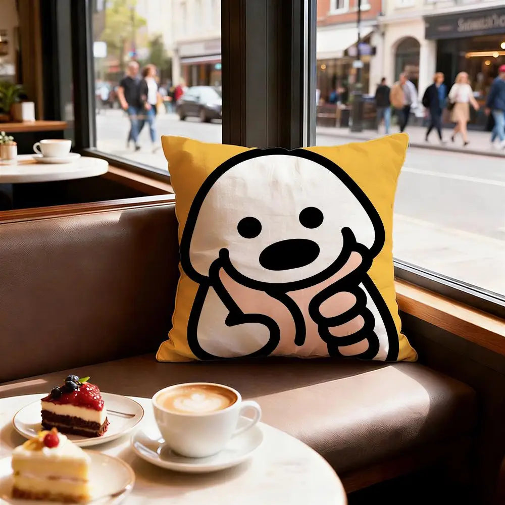 Cute Puppy Meme Cushion Cover, Double-Sided Printed Plush Pillowcase, Square Decorative Throw Pillow Cover for Sofa, Bed, Chair, Car, Office & Living Room Decor
