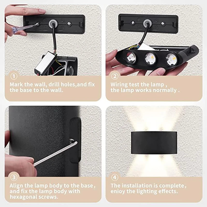 Modern LED Wall Sconce, Up & Down Wall Mount Light with Aluminum Body, 3000K/6500K Non-Dimmable Indoor Lamp for Bedroom, Living Room, Hallway & Foyer