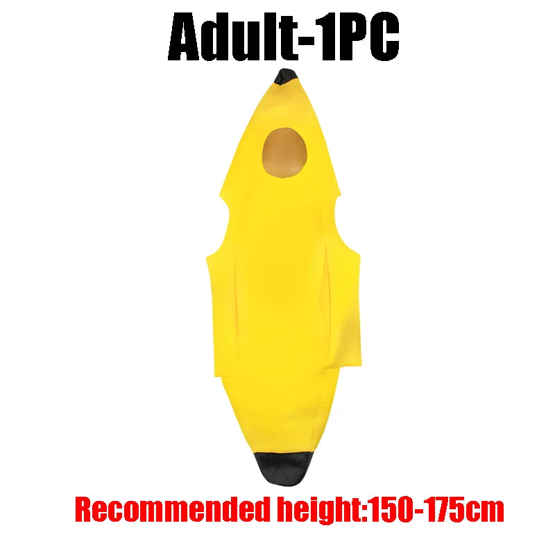 Banana Halloween Costume for Adults Kids Funny Fruit Stage Outfit Carnival Party Performance Wear Comedy Costume Set