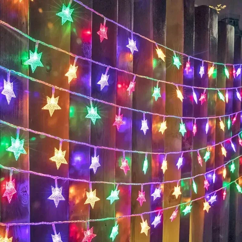 LED Star String Lights, Star Garland Fairy Lights Chain with 5V Bulbs for Party, Wedding, Garden, Halloween & Christmas Home Decor