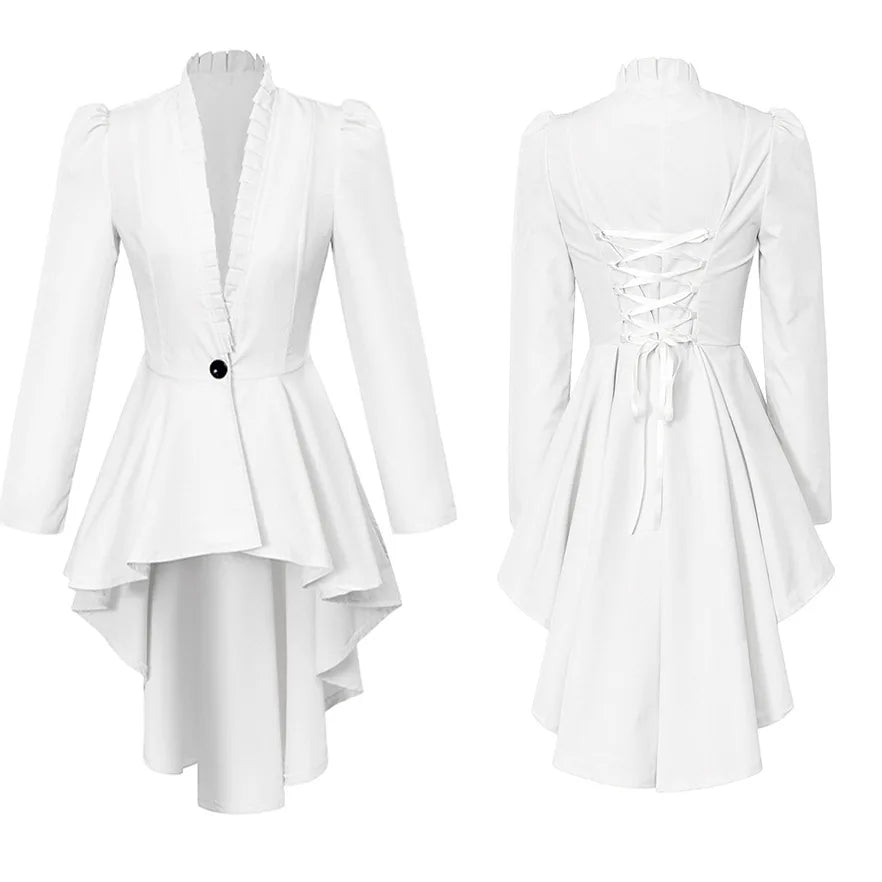Halloween Costumes for Women Steampunk Victorian Jacket Coat Medieval Vintage Gothic Tailcoat Long Sleeve Tuxedo Shirt