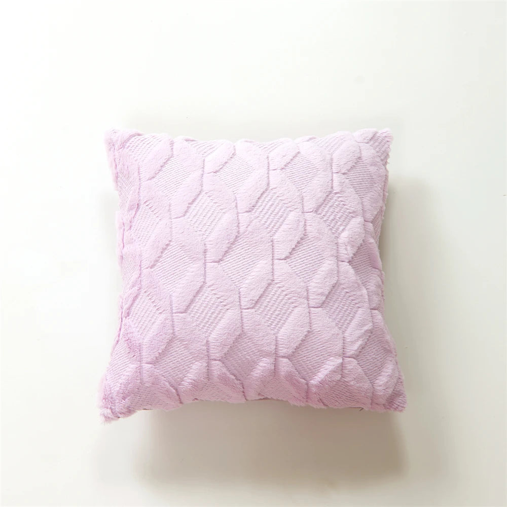 Plush Cushion Cover 45×45cm, Nordic Geometric Decorative Pillowcase, Solid Woven Throw Pillow Cover for Sofa, Living Room, Bedroom, Chair & Home Decor