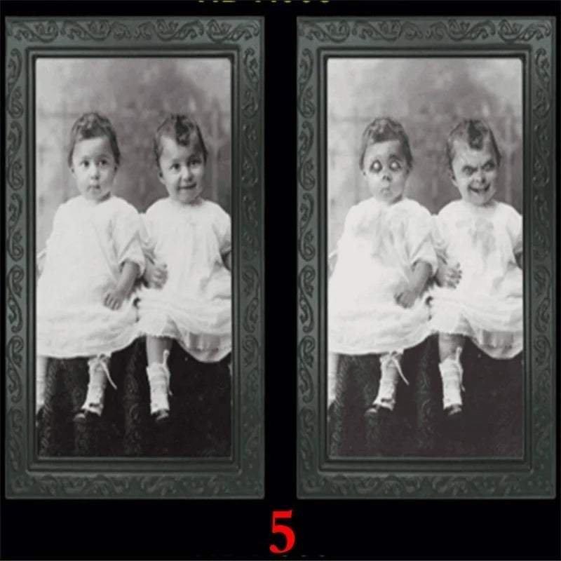 Halloween Party Horror Props 3D Changing Face Ghost Picture Frame Scary Wall Hanging Ornament Haunted House Atmosphere Decor