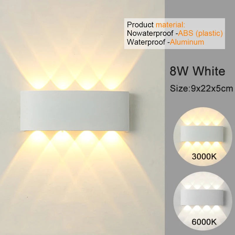 Modern LED Wall Sconce, Up & Down Wall Mount Light with Aluminum Body, 3000K/6500K Non-Dimmable Indoor Lamp for Bedroom, Living Room, Hallway & Foyer