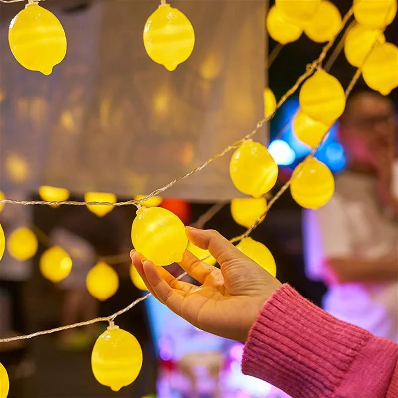 Lemon Fruit LED String Lights 1.5M–6M, Warm White Battery-Powered Fairy Lights with 8 Lighting Modes & Timer for Bedroom, Christmas, New Year & Party Decor