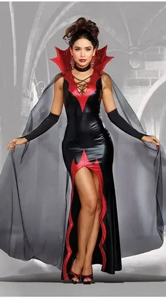 Halloween Costumes for Women's Adult Vampire Costume Witch Cosplay Carnival Fancy Party Dress