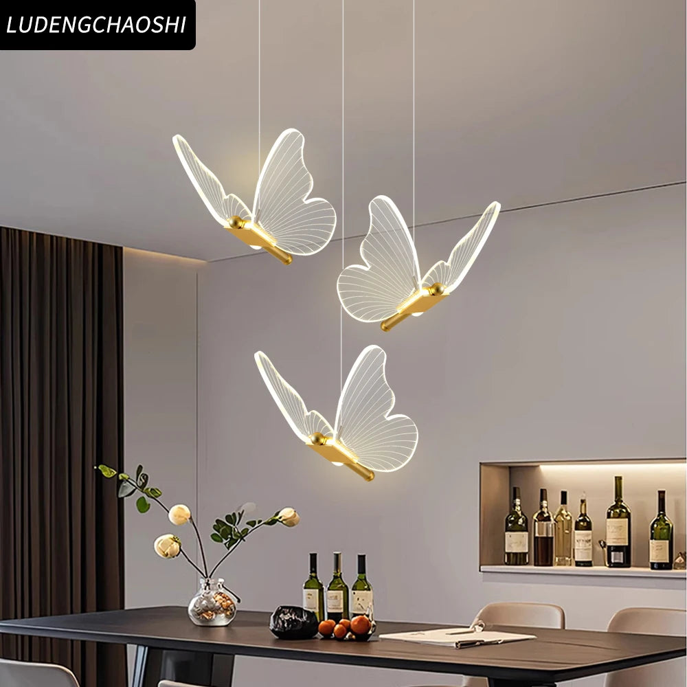 Modern LED Pendant Chandelier, 3-Color Ceiling Light with Gold Iron Finish, Contemporary Hanging Lamp for Dining Room, Living Room, Bedroom & Kitchen