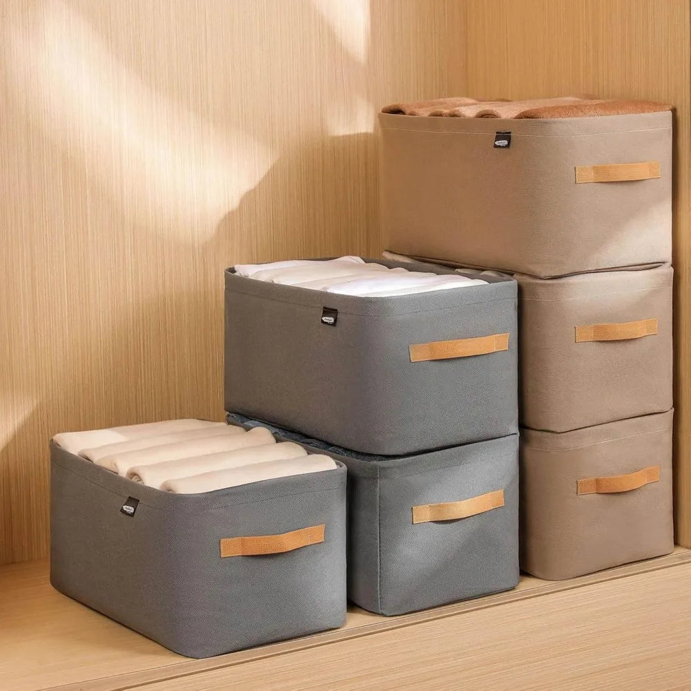 Clothes Organizer Baskets for Home, Foldable Linen Closet Organizers and Storage Basket for Shelves, Clothes Organizer