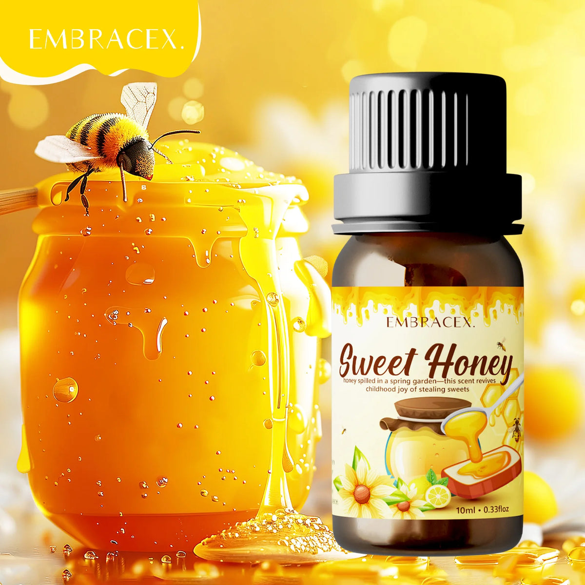 Honey Fragrance Oil 10ml, Long-Lasting Aroma Oil for Diffusers, Humidifiers, Oil Burners & DIY Candles, Home, Car & Holiday Gift