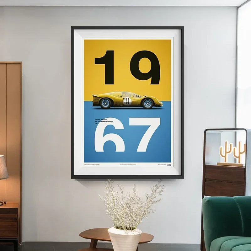 Retro Cars Poster Aesthetics 24 Heures Good Word Race 911 Endurance race F1 Motorsport Wall Art Kawaii Room Decor Canvas Posters