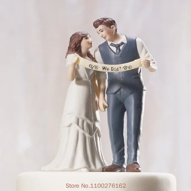 Funny Bride & Groom Wedding Cake Topper – Romantic Resin Couple Figurine Decoration, 8–15cm, Customizable