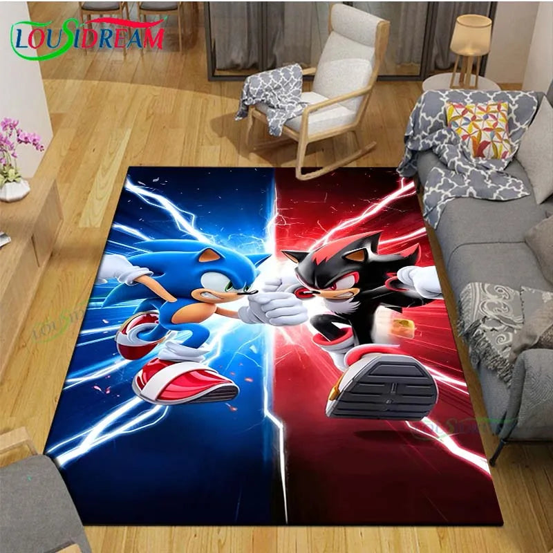 3D Cartoon Area Rug, Printed Polyester Crystal Velvet Carpet with Non-Slip Backing, Cute Kids Bedroom & Living Room Mat for Playroom, Nursery, Home & Decor
