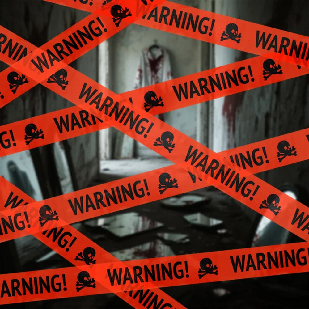 Runto 5M Halloween Warning Line Prop ,Happy Halloween Party Decoration ,Haunted House Horror Atmosphere Decoration Props
