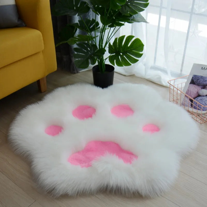 Cat Paw Rug 60–90cm, Soft Plush Polyester Carpet with Anti-Slip PVC Backing, Cute Animal Floor Mat for Living Room, Bedroom & Home Decor