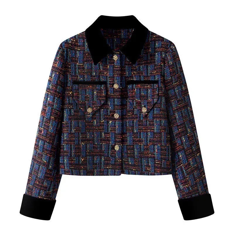 French Retro Color Contrast Small Fragrant Wind Short Coat Women 2026