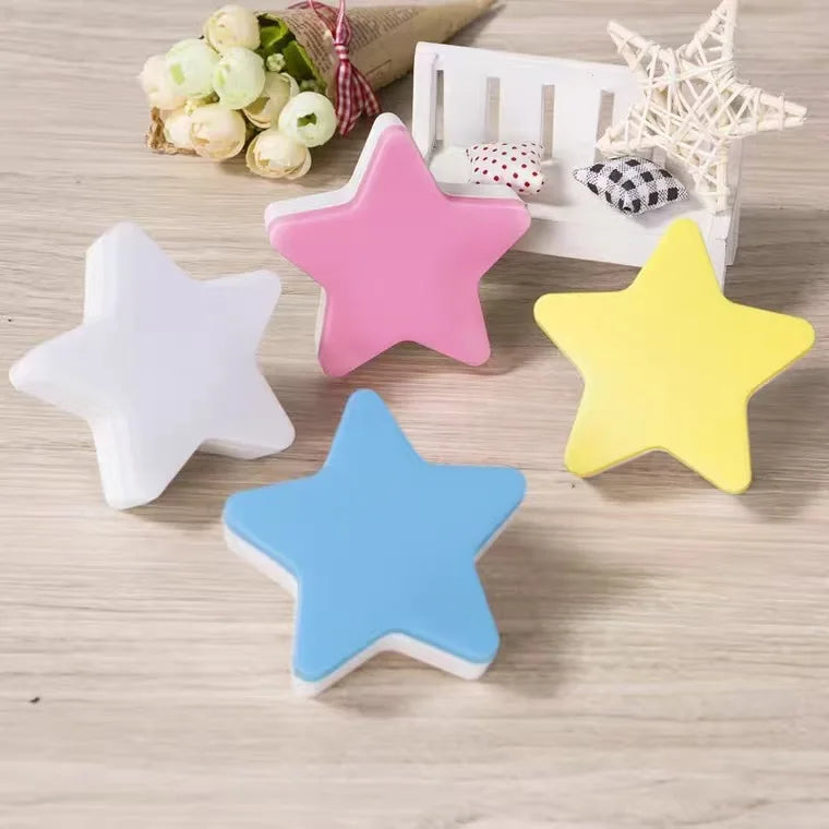 LED Star Night Light, Plug-In Bedside Lamp with 4 LED Beads, 360° Light, White Blue Red & Yellow Glow for Bedroom, Baby Room, Living Room & Holiday Decor